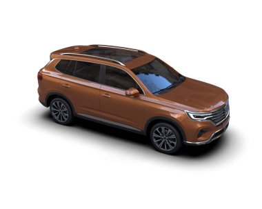 Beyaz arkaplandaki bir SUV 'un 3 boyutlu görüntülemesi.