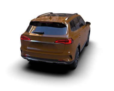 Beyaz arka planda siyah lüks bir arabanın 3 boyutlu görüntüsü, 3 boyutlu.