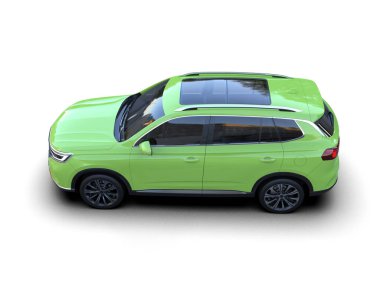 Beyaz arka planda izole edilmiş beyaz ekranlı bir araba. 3d illüstrasyon