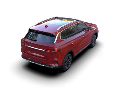 Lüks modern araba beyazda izole edilmiş. 3d oluşturma