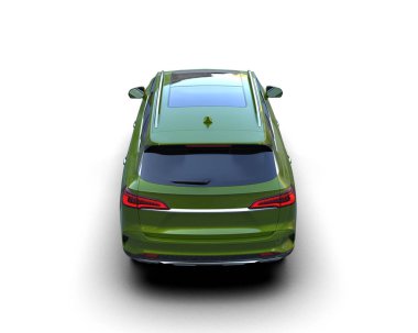 yeşil araba beyaz arka planda izole edildi