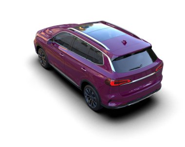 Siyah arka planda izole edilmiş lüks bir SUV 'un 3 boyutlu görüntüsü.