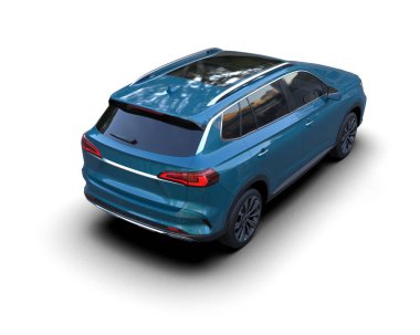 Modern lüks aile arabası beyaz arka planda izole edilmiş. 3 boyutlu.