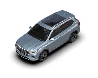 Gri arka planda taşımacılık için beyaz küçük iş arabası