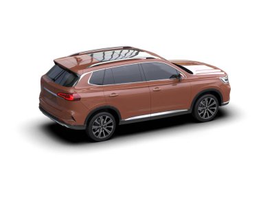 3 boyutlu illüstrasyon beyaz arkaplanda özel bir SUV ile izole edildi