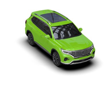 Arka planda izole edilmiş gerçekçi bir SUV aracı. 3D görüntüleme - illüstrasyon