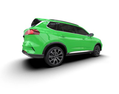 yeşil modern spor araba - izole edilmiş beyaz arkaplanda ön görünüm - 3 boyutlu görüntüleme