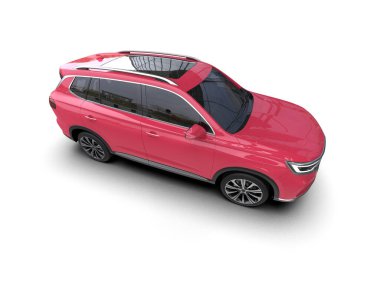 Beyaz arka planda modern bir araba. 3d oluşturma