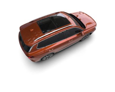 Siyah kapaklı araba beyaz arka planda izole edilmiş. 3 boyutlu resimleme