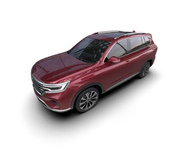 Beyaz arkaplandaki bir arabanın 3 boyutlu canlandırması