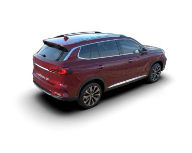 Beyaz arka plandaki SUV. 3d oluşturma
