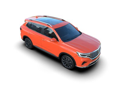 Beyaz arka planda modern bir araba. 3d oluşturma.