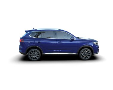 Siyah renkli arazi aracı beyaz arka planda izole edilmiş. 3d oluşturma