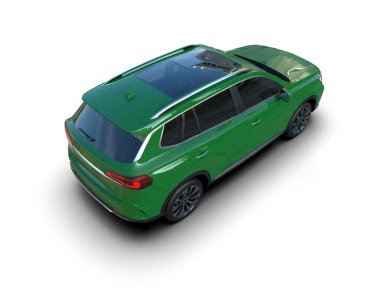 Araba beyaz arka planda izole edilmiş. 3 boyutlu resimleme