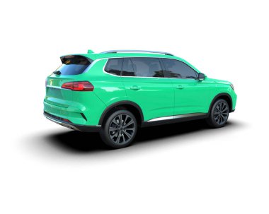 Modern SUV beyaz. 3d oluşturma
