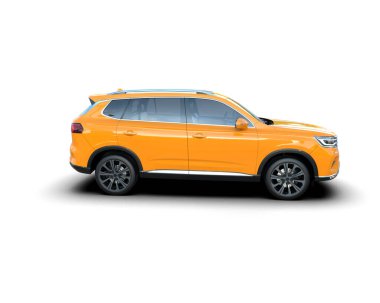 Modern araba arka planda izole edilmiş. 3D görüntüleme - illüstrasyon