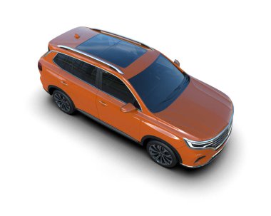 modern SUv kırpma yolu ile beyaz arkaplanda izole edildi. 3d oluşturma