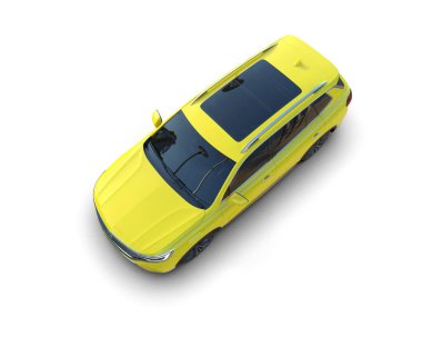 Beyaz arka planda sarı taksi. 3d oluşturma