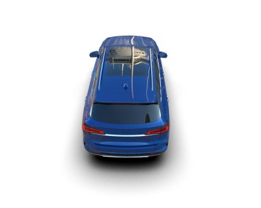 Beyaz arka planda mavi araba. 3d illüstrasyon