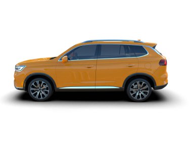 Modern SUV arka planda izole edildi. 3d oluşturma