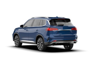 Beyaz arka planda izole edilmiş gerçekçi bir SUV arabası. 3d görüntüleme - illüstrasyon