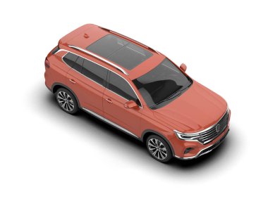 Beyaz arka planda modern bir araba. 3d oluşturma