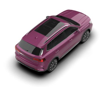 Beyaz yüzeyde modern şehir arabası. 3d oluşturma