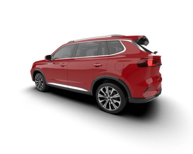 Kırmızı cip beyaz arka planda izole edildi. 3d oluşturma