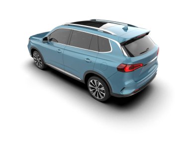 Modern mavi araba. 3d oluşturma