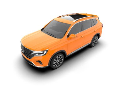 Beyaz arka planda modern SUV. 3d oluşturma
