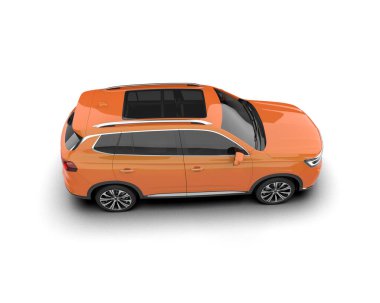 Beyaz arka planda modern bir araba. 3d oluşturma