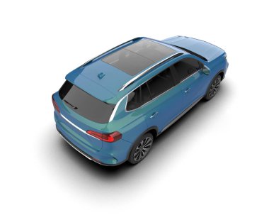 Mavi bir SUV 'un 3 boyutlu görüntüsü..