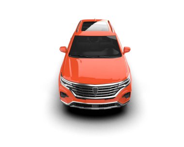 Beyaz arka planda kırmızı cip. 3d oluşturma