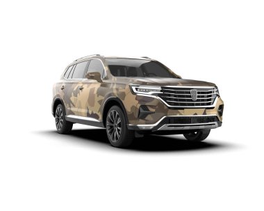 beyaz arkaplandaki modern araba 3 boyutlu görüntüleme