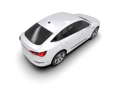 beyaz arka planda aile için modern beyaz araba 3 boyutlu görüntüleme