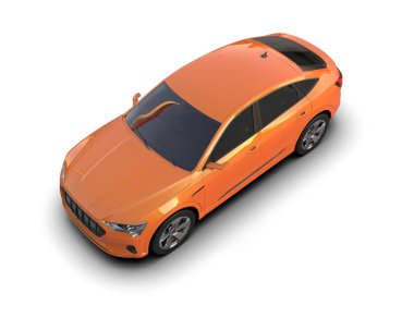 turuncu renkli araba. 3d illüstrasyon