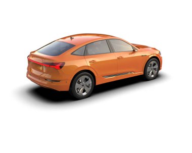 Kırmızı elektrikli araba beyaz arka planda izole edilmiş. 3d illüstrasyon