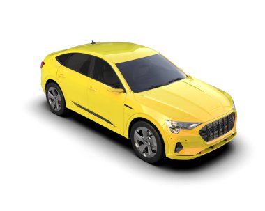 Modern araba arka planda izole edilmiş. 3D görüntüleme - illüstrasyon