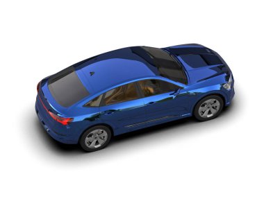 Beyaz arkaplanda mavi araba