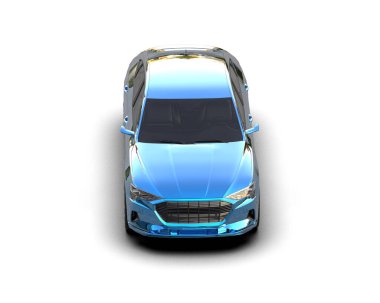 Beyaz arka plan üzerinde izole mavi spor araba