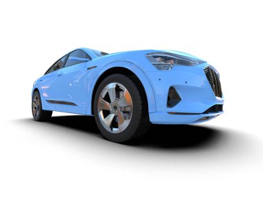 modern mavi araba gri arka planda izole edildi