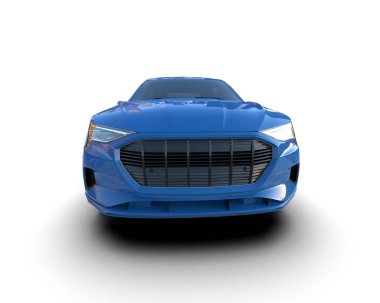 mavi modern araba beyaz arka planda izole edildi