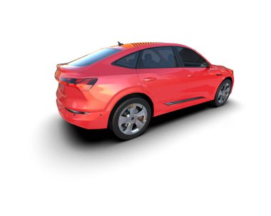 Modern kırmızı araba beyaz arka planda izole edilmiş. 3 Boyutlu Hazırlama.