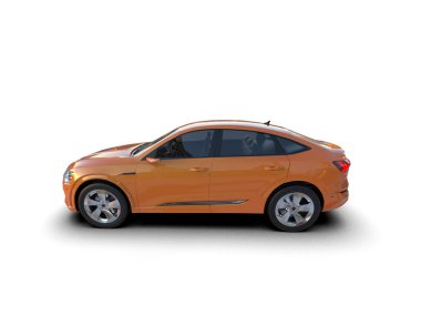 turuncu modern araba beyaz arka planda izole.