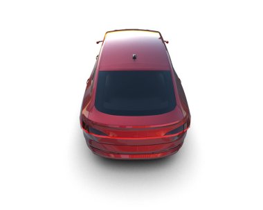 kırmızı küçük araba beyaz üzerine izole