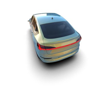 Beyaz arka planda modern bir araba. 3d oluşturma.