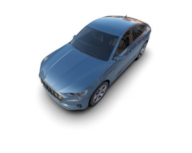 Beyaz arka planda modern bir araba. 3d oluşturma