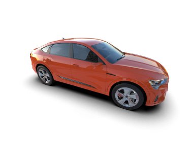 Kırmızı araba beyaz arka planda izole edildi. 3 boyutlu görüntüleme - illüstrasyon