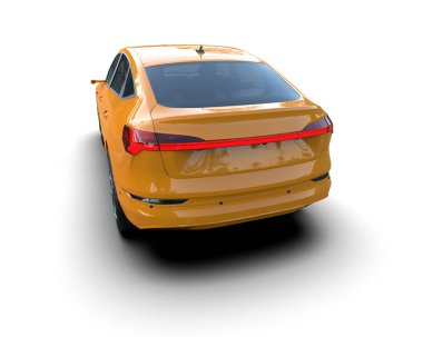 Sarı lüks araba yan görünümü 3 d görüntü beyaz arka planda izole