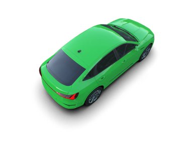 yeşil modern araba beyaz arka planda izole edildi - 3 boyutlu illüstrasyon